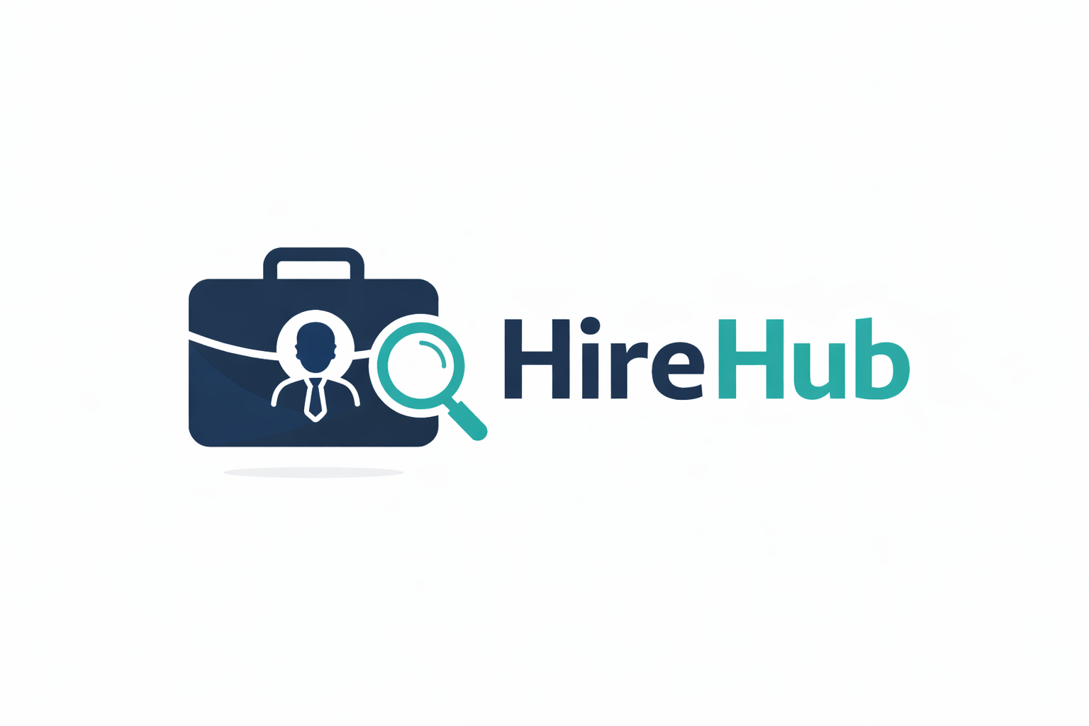 HireHub logo - briefcase, person and magnifying glass