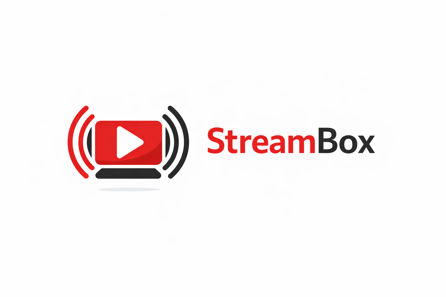 StreamBox logo - screen with play button and signal waves