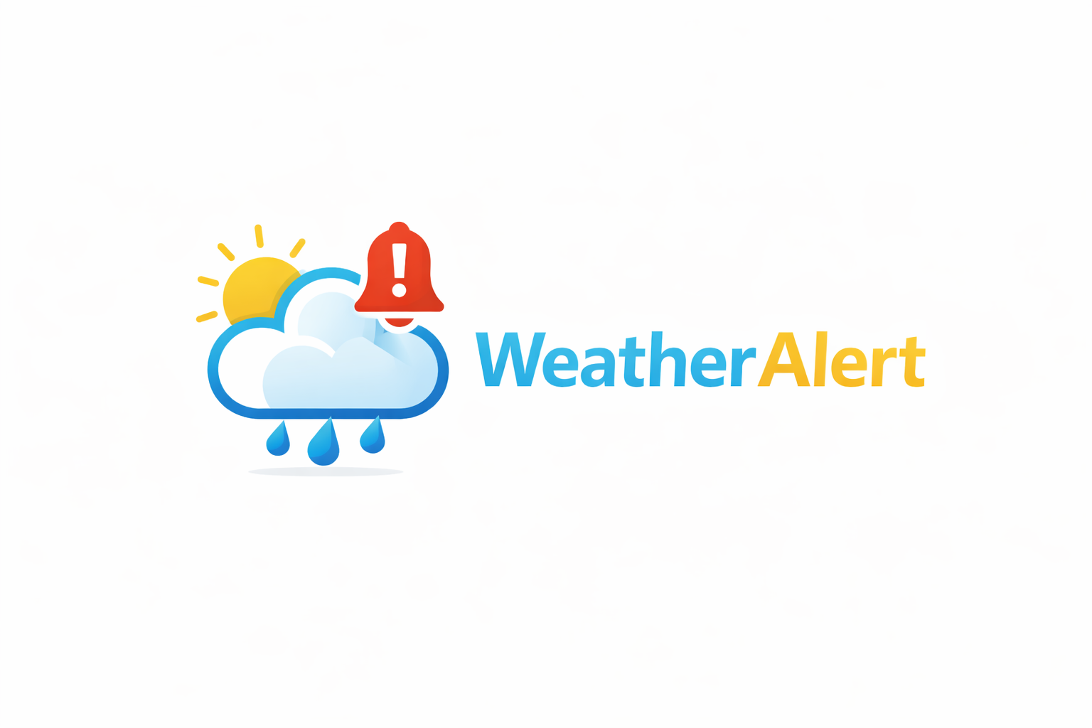 WeatherAlert logo - cloud, sun, raindrops and alert bell